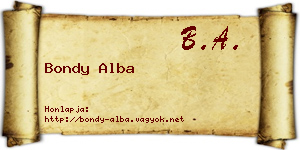 Bondy Alba névjegykártya